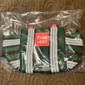 Free People Free-est Striped Green and Blue Women's Beach Tote Bag